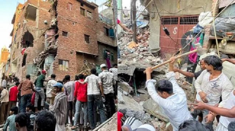 দিল্লিতে পাঁচতলা ভবনের সম্মুখভাগ ধসে, আটকে পড়ার শঙ্কা